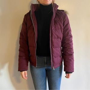 Burgundy puffer coat